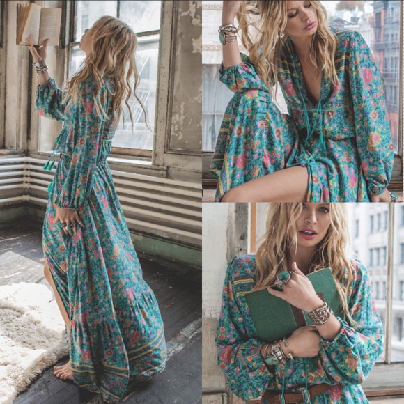 Spell designs folk town blouse turquoise S unicorn - Picture 4 of 8